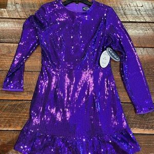 Scoop Women's Sequin Mini Dress with Ruffled Hem